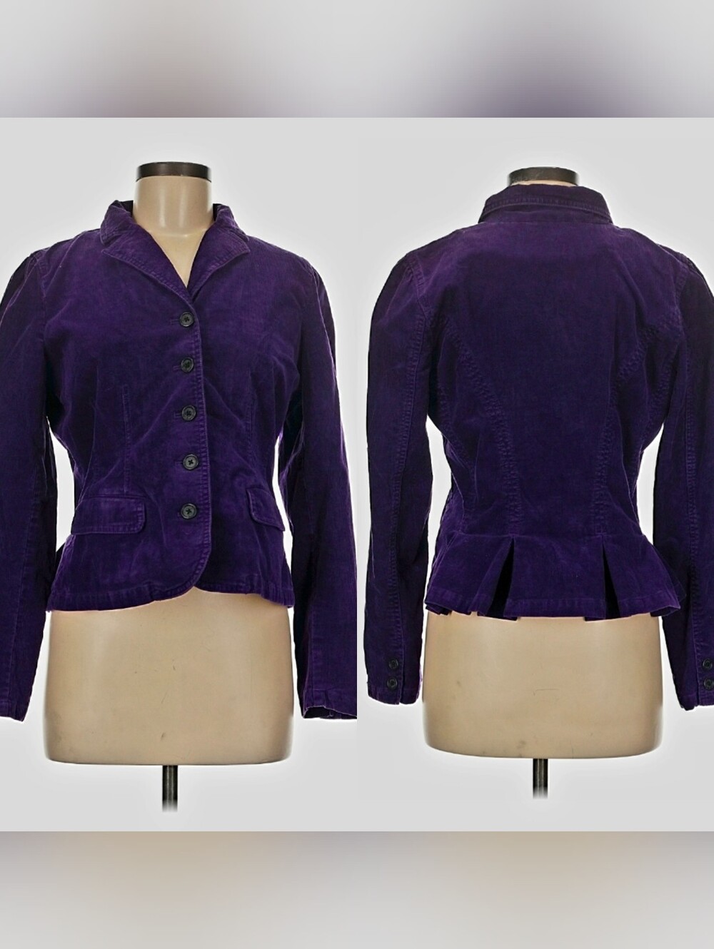 Vintage 90s Ralph Lauren Tailored Corduroy Blazer Women's 8 Back Pleats Purple